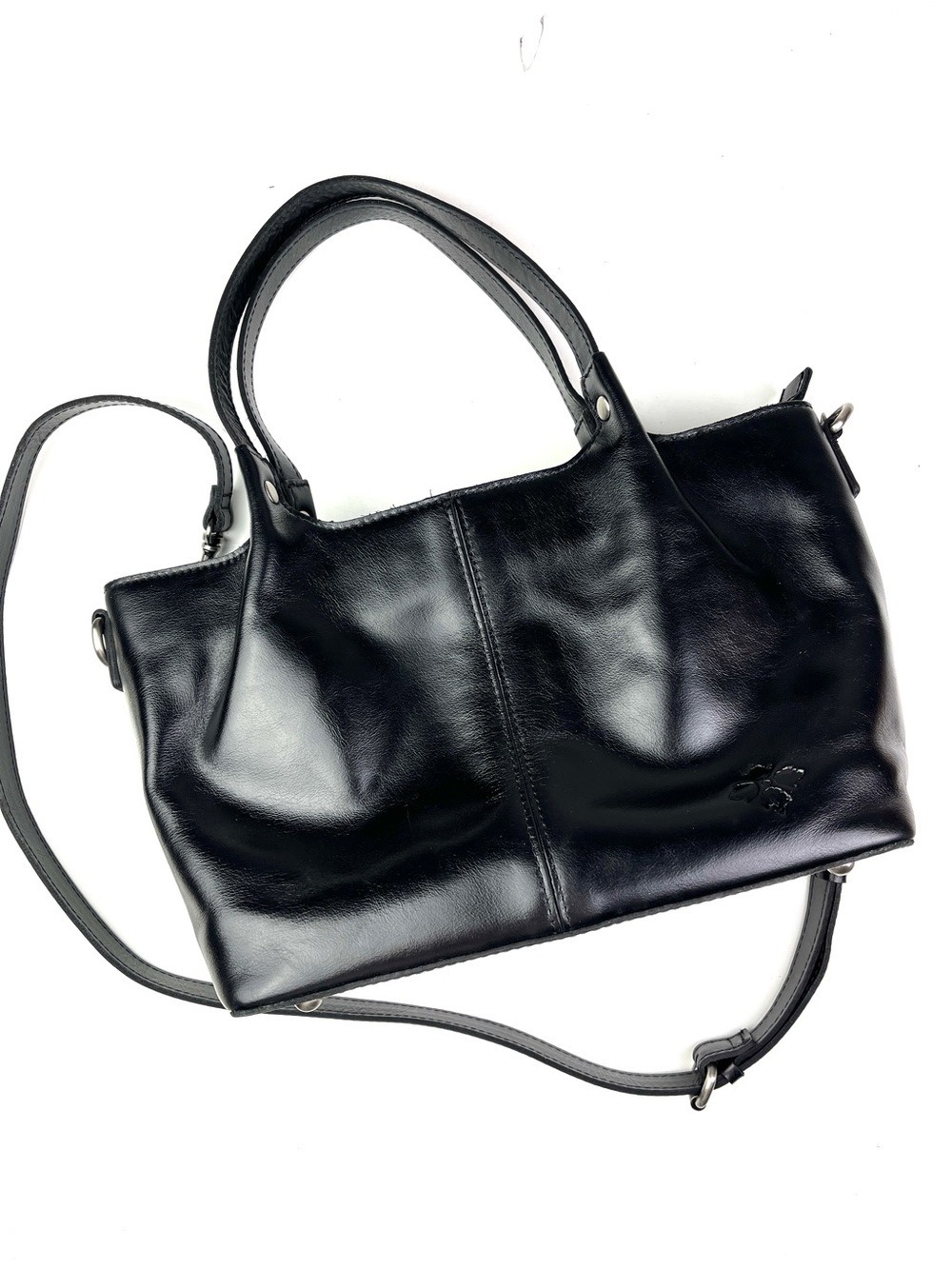 New Patricia Nash Argenta Black Leather Satchel Crossbody Strap